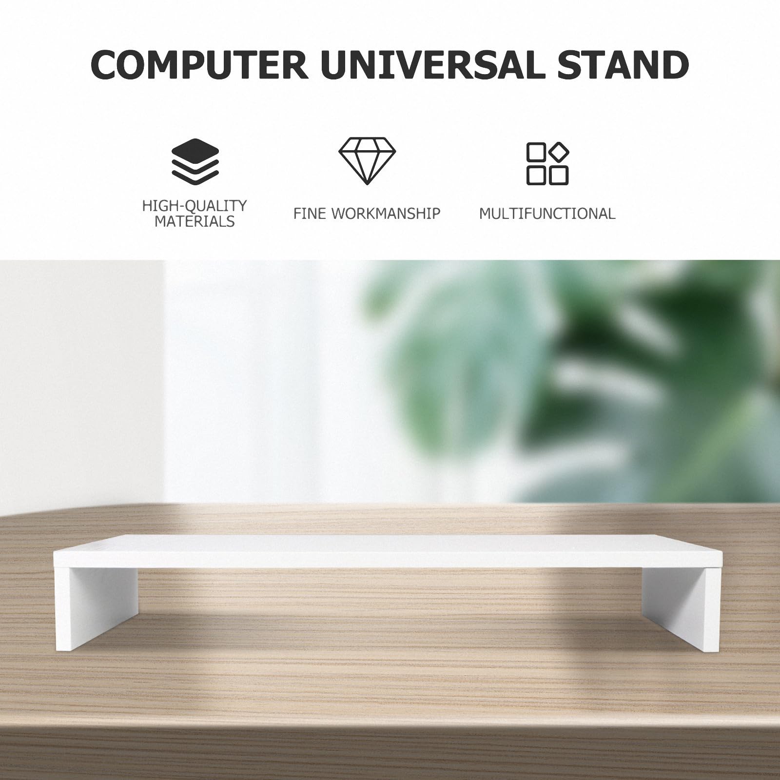 COLLBATH Soporte Elevador para Monitor de Madera Blanco de Escritorio