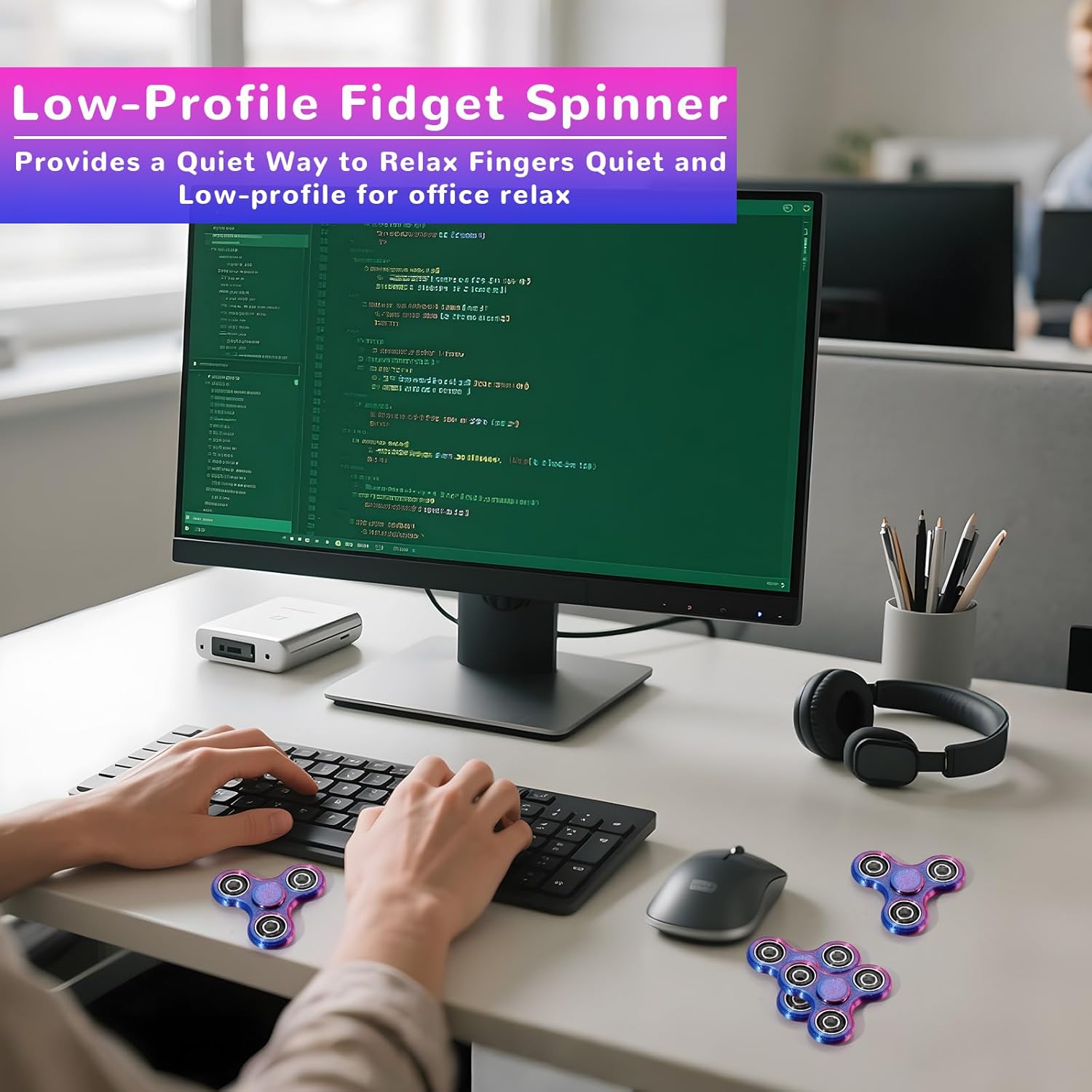 SCIONE 3D Printed Fidget Spinner for Kids Adults 1Pack, Desk Toys Textured Sensory Fidget Toys for Anxiety Stress Relief, Portable Handheld Toy for Office, School, & Travel, Birthday Gifts