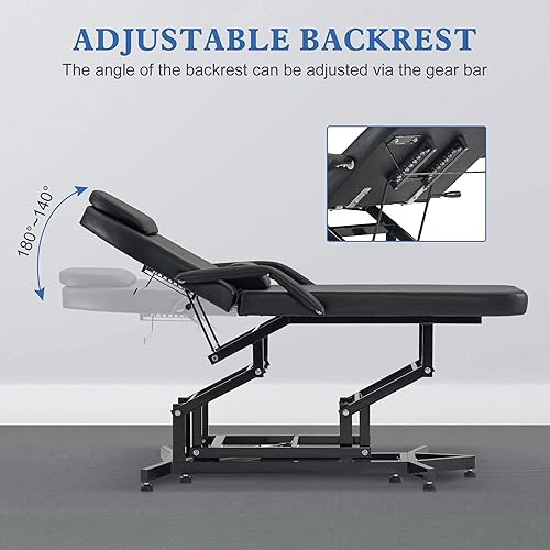 Miniatura 5 de BarberPub Mesa de masaje eléctrica Silla de tatuaje para cliente Silla de masaje ajustable en altura con almohada Reposacabezas Equipo de salón y