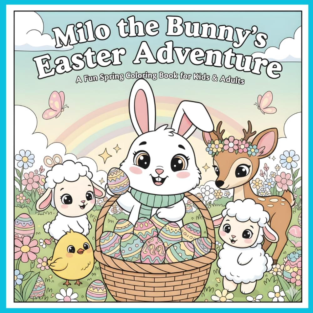 “Easter Coloring Book” Milo the Bunny’s Easter Adventure: A Magical Springtime Coloring Journey Full of Eggs, Friendship, and Joy