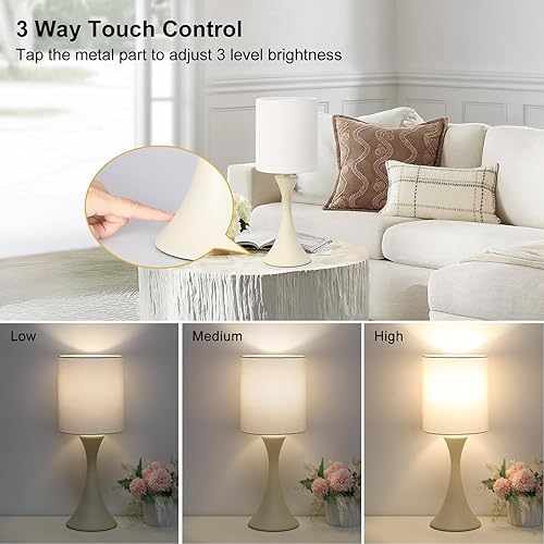 Miniatura 10 de Lámpara táctil para dormitorio, lámpara de mesa dorada regulable de 3 vías con pantalla estrellada negra, lámpara decorativa para mesita de noche,