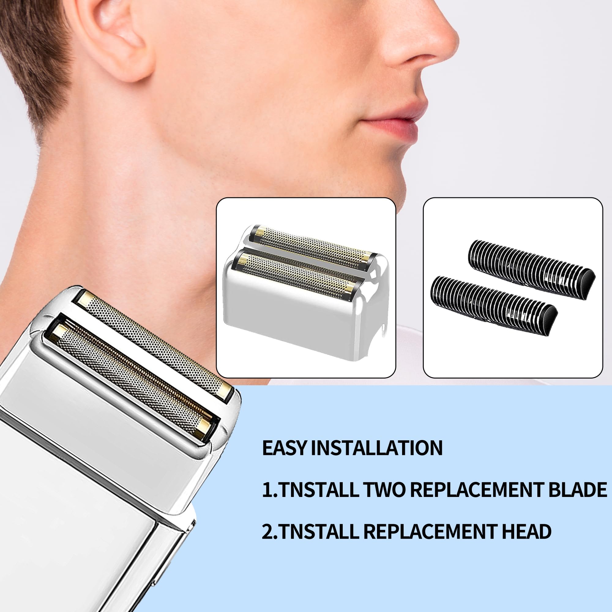 1 paquete de láminas y cortadores profesionales de repuesto para afeitadora BaBylissPRO Barberology de doble lámina, compatible con afeitadora BaBylissPRO Barberology FXFS2, dorado (plata)