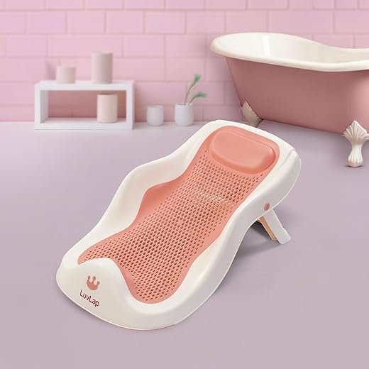 LuvLap Baby Bath Seat Non-Slip Pink