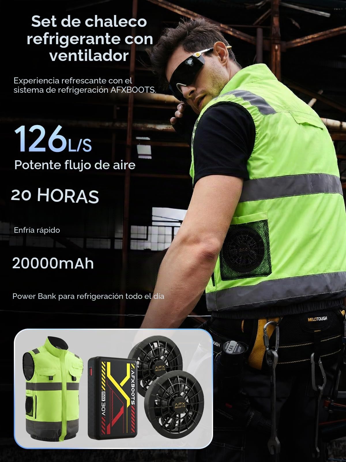 LABEWVI Chaleco refrigerante con juego de ventiladores, chaleco refrigerante para hombre y mujer con batería externa de 20000 mAh, chaleco de verano con 2 ventiladores