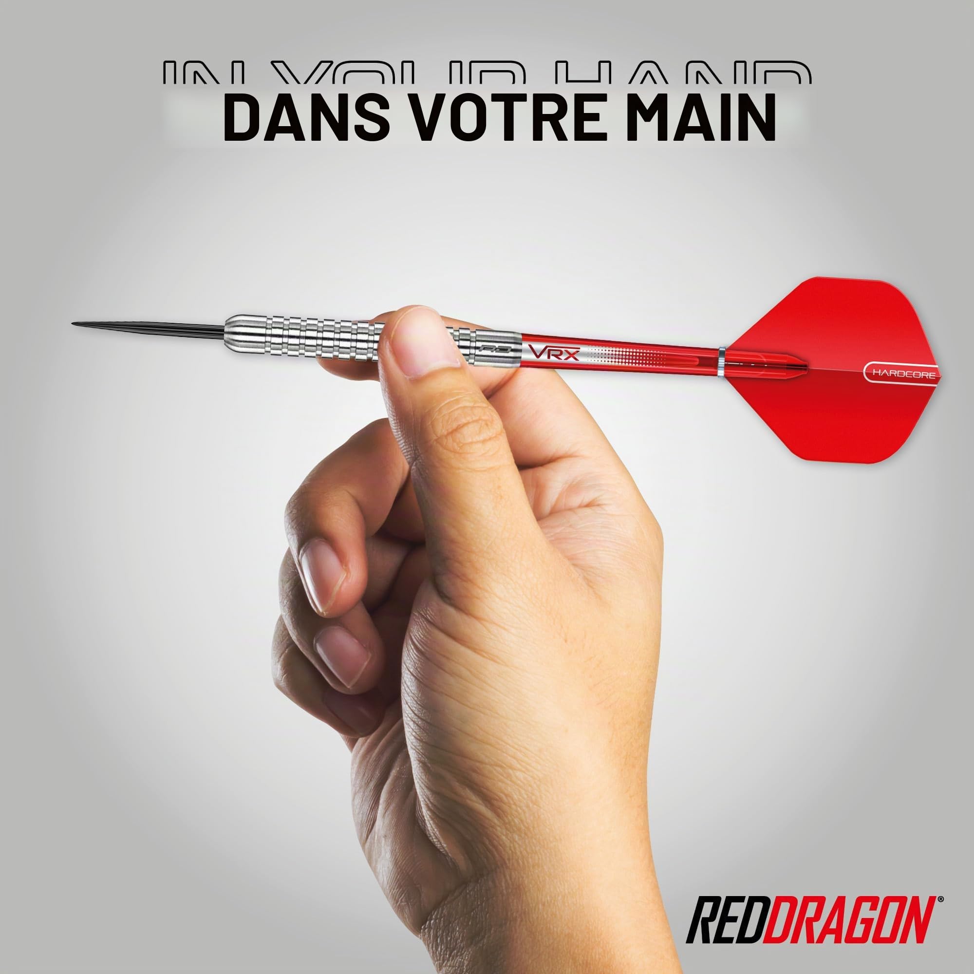 RED DRAGON Hell Fire 22g, 24g ou 26g Fléchettes Pointes Acier avec Ailettes et Tiges de Flechettes