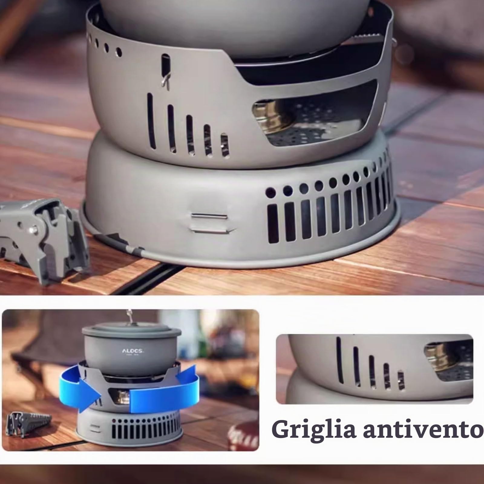 Stufa A Pellet Piccola Stufa A Legna in Lega di Alluminio Design Antivento con Griglia Stufe A Legna Uso Interno Ed Esterno Fornello da Esterno