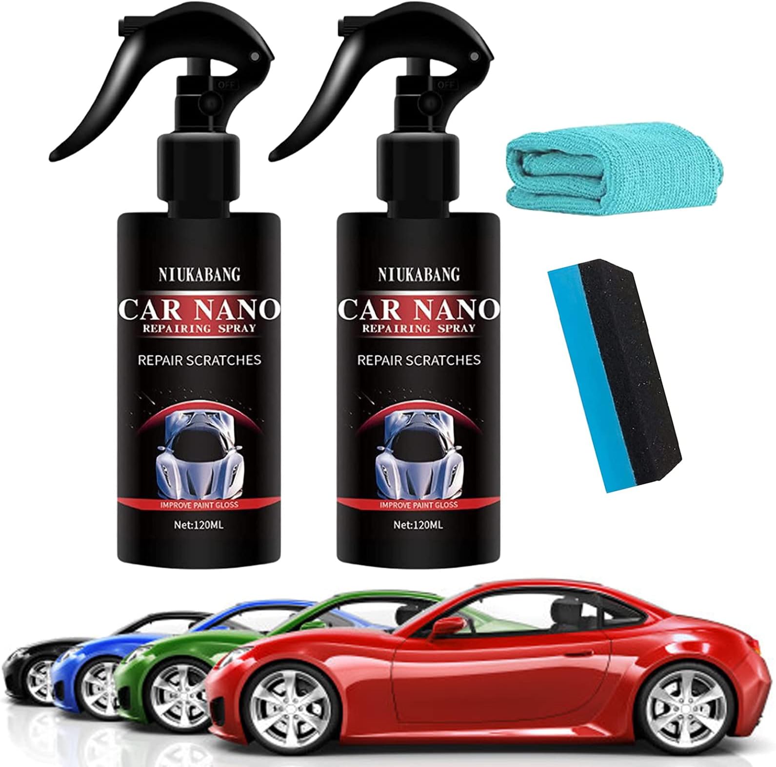 Nano Car Scratch Removal Spray,Car Scratch Repair Nano Spray,nti-Scratch Polish Spray, Nano Ceramic Coating Spray,Fast Repair Scratches Nano Car Scratch Repairing Polish Spray (2PCS-120ML)