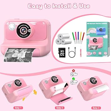 Hangrui Kids Camera Instant Print, 2.4'' Screen for Girls & Boys Age 3-12