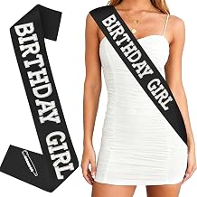 Black Birthday Girl Sash with Pearls and Rhinestones Happy Birthday Decorations for Women Girls Party Favors