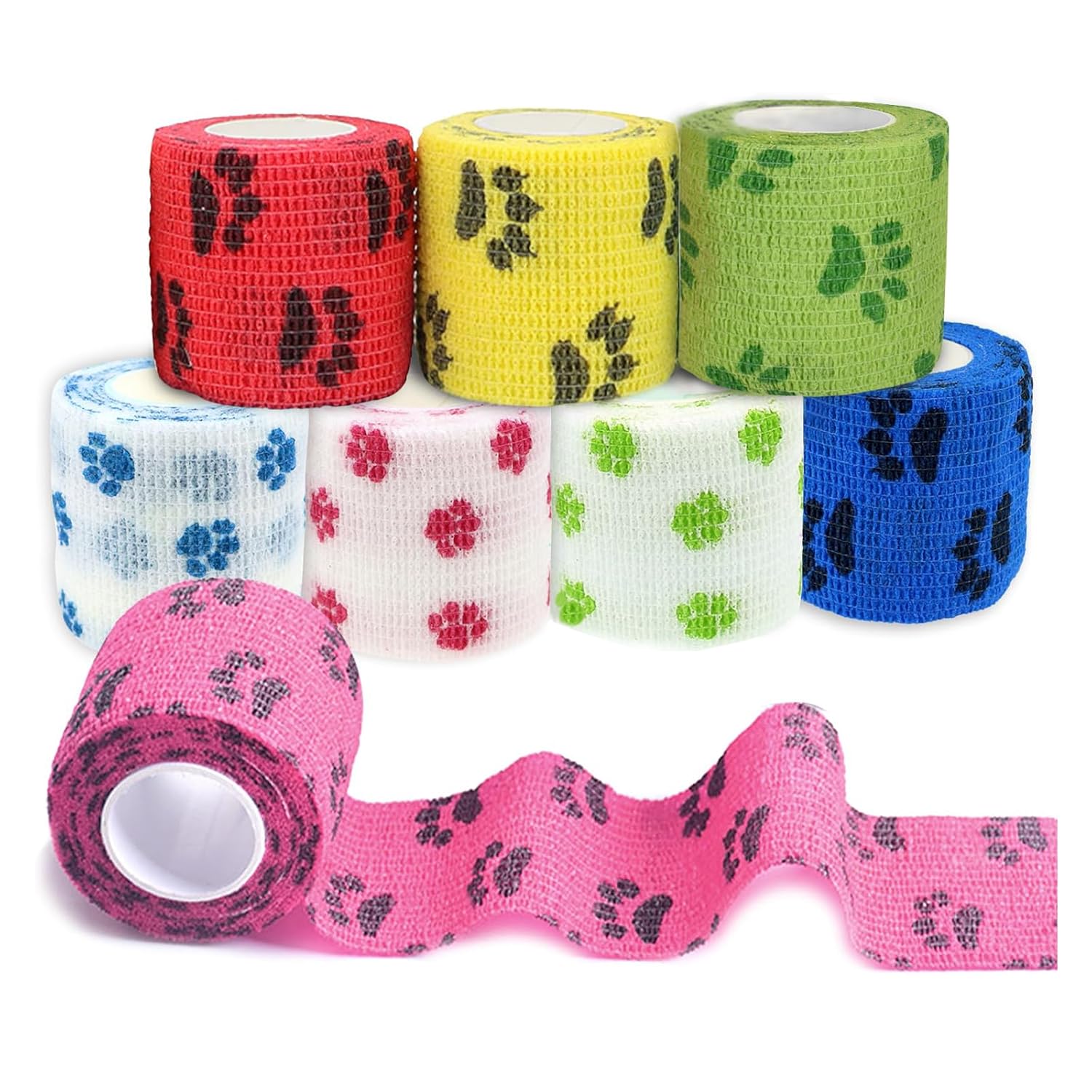 8 Rolls Dog Bandage, Self Adhesive Cohesive Dog Bandage Vet Wrap for
