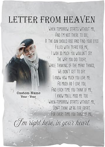 JB274 - Manta conmemorativa de forro polar con texto en inglés "Letter from Heaven" (50 x 60 pulgadas)