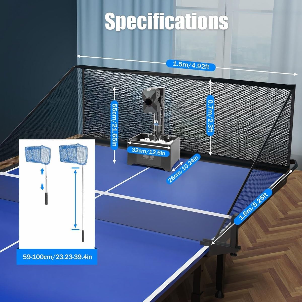 Automatic Table Tennis Robot,Ping-Pong Practicing Training Machine with Catch Net & Remote Control,Portable Ping Pong Ball Table Tennis Trainer,Automatic Launch Machine,for Schools Stadium Gyms