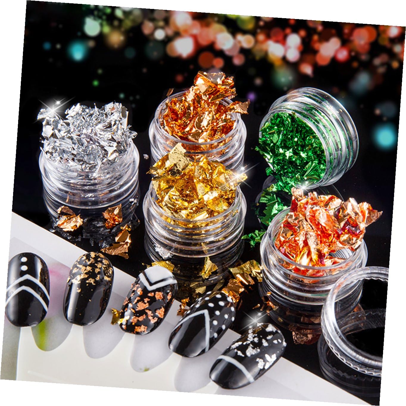 3 Set Decorazioni Nail Art Diy Foglia Oro E Argento Con Pinzetta Decorazione Unghie Facile Da Applicare Resistente E Brillante Per Unghie Naturali E Artificiali 3 Pezzi*3