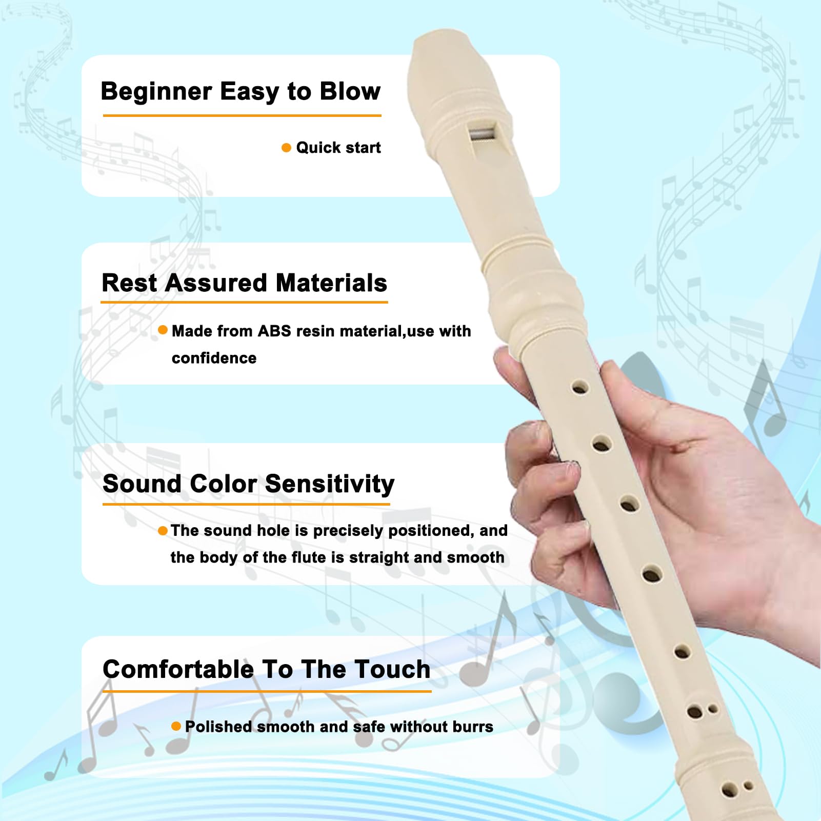 Soprano Recorder Instrument German Fingering Recorder With Cleaning Stick, Cotton Pouch as Gifts for Musical Instrument Lovers - Image 2