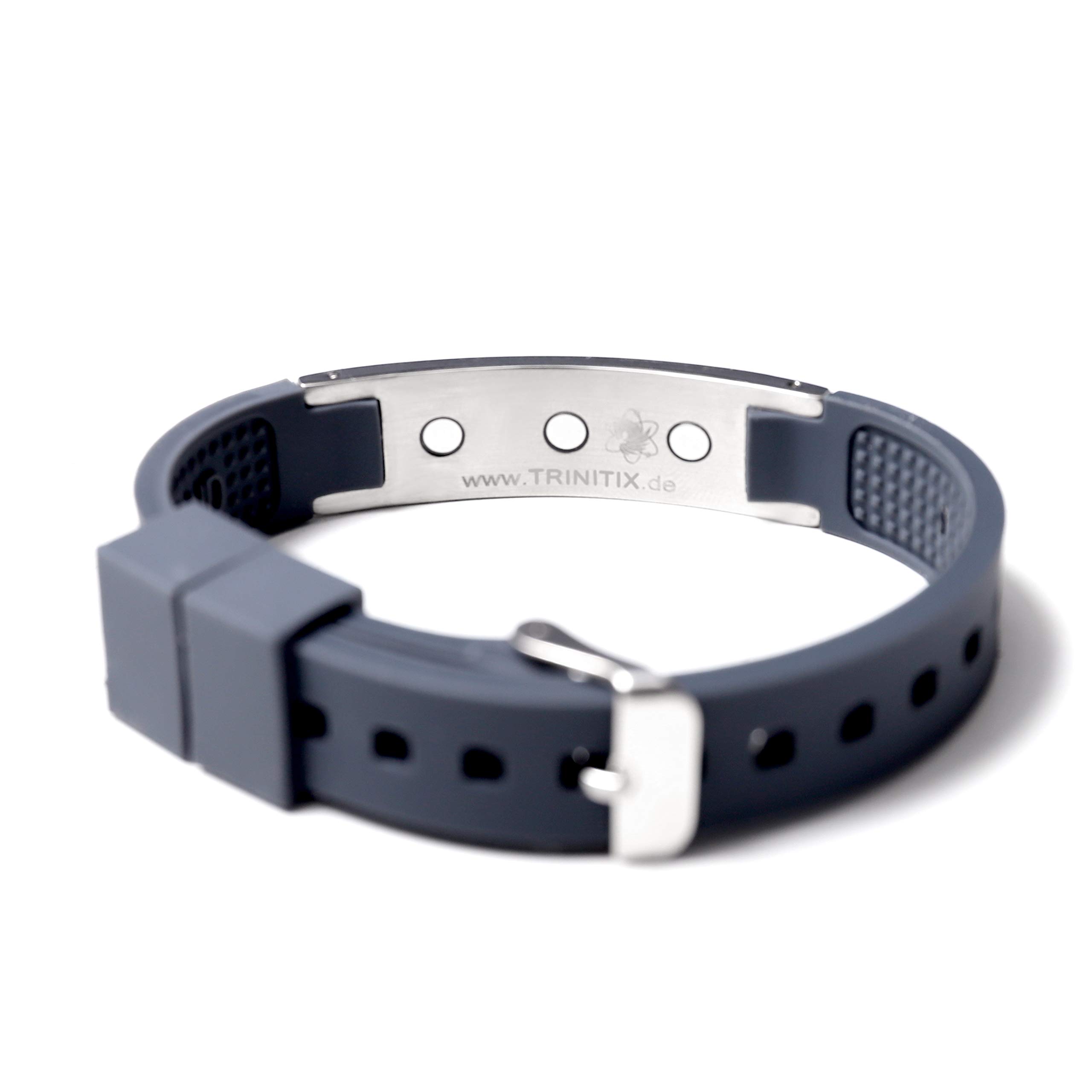 3030 Energy Bracelet Positive Ion Power Band PRO ION Silikon Magnetarmband dunkelgrau 3 Stripes TRINITIX Design Energetix 4you 15-23 cm