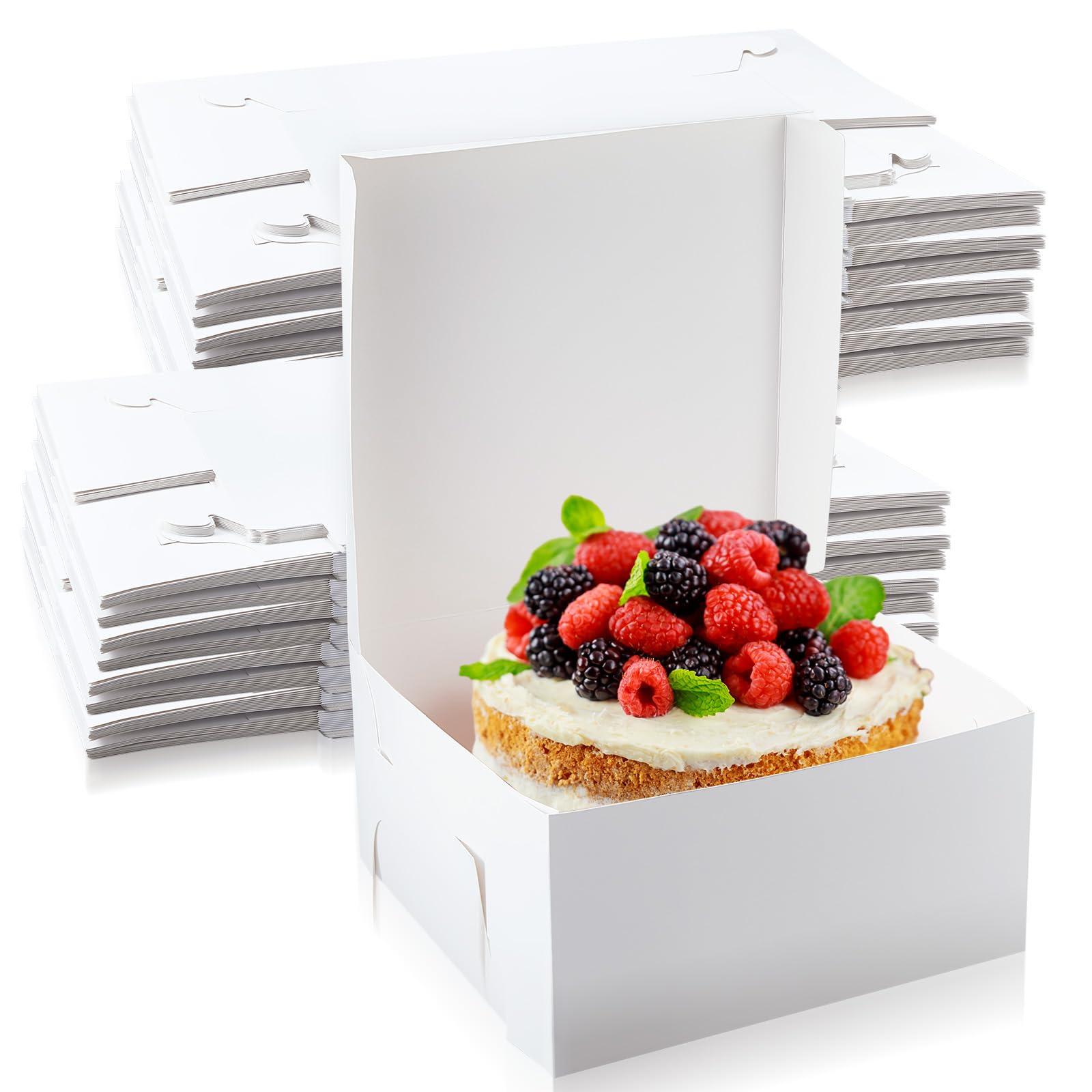 Ireer Confezione da 50 scatole bianche in cartone per torte, 25,4 x 25,4 x 12,7 cm, per pasticceria e biscotti