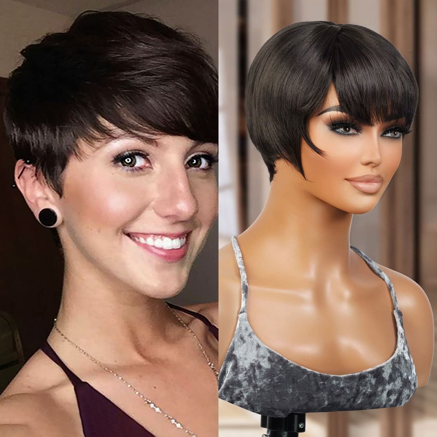 STUDIOCUT BY PROS Pixie Cut Wigs for Black Women Short Pixie Wig Hairstyles Layered Cut Straight wig with Air Bang Non Lace Front Wig - Sexy01 (2)