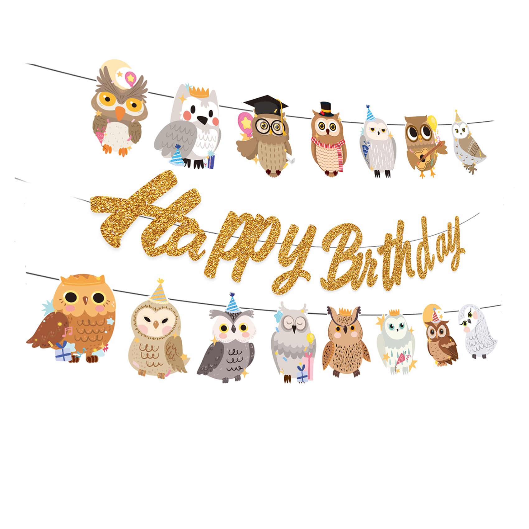 3 PCS Owl Party Banners Cute Owl Birthday Hanging Decorations for Owl Party Decorations Birthday Party Supplies