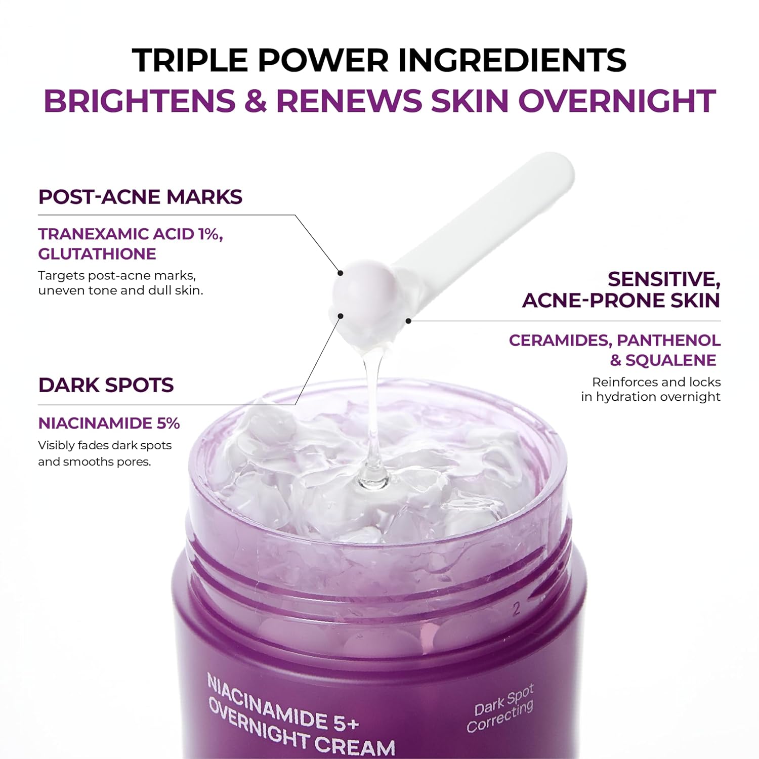 JUMISO Niacinamide 5+ Overnight Capsule Cream (50ml/1.69 fl oz) – Melting Capsule Sleeping Mask, 5% Niacinamide + 1% TXA + Glutathione, Tone Appearance Care for Glass Skin, Korean Skincare - Image 4