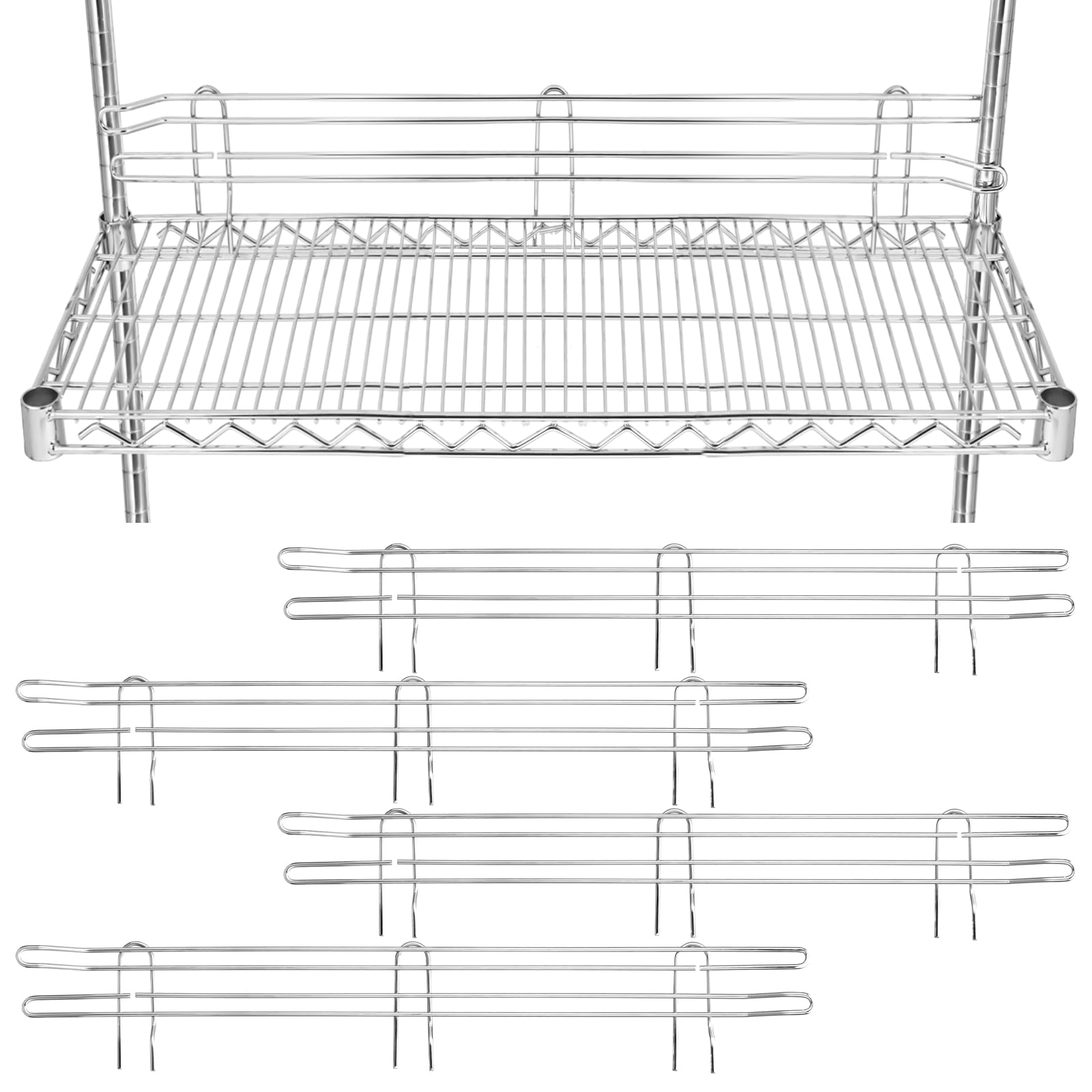 Étagères latérales en fil de fer chromé MorningRo lot de 4 pour rangement de cuisine