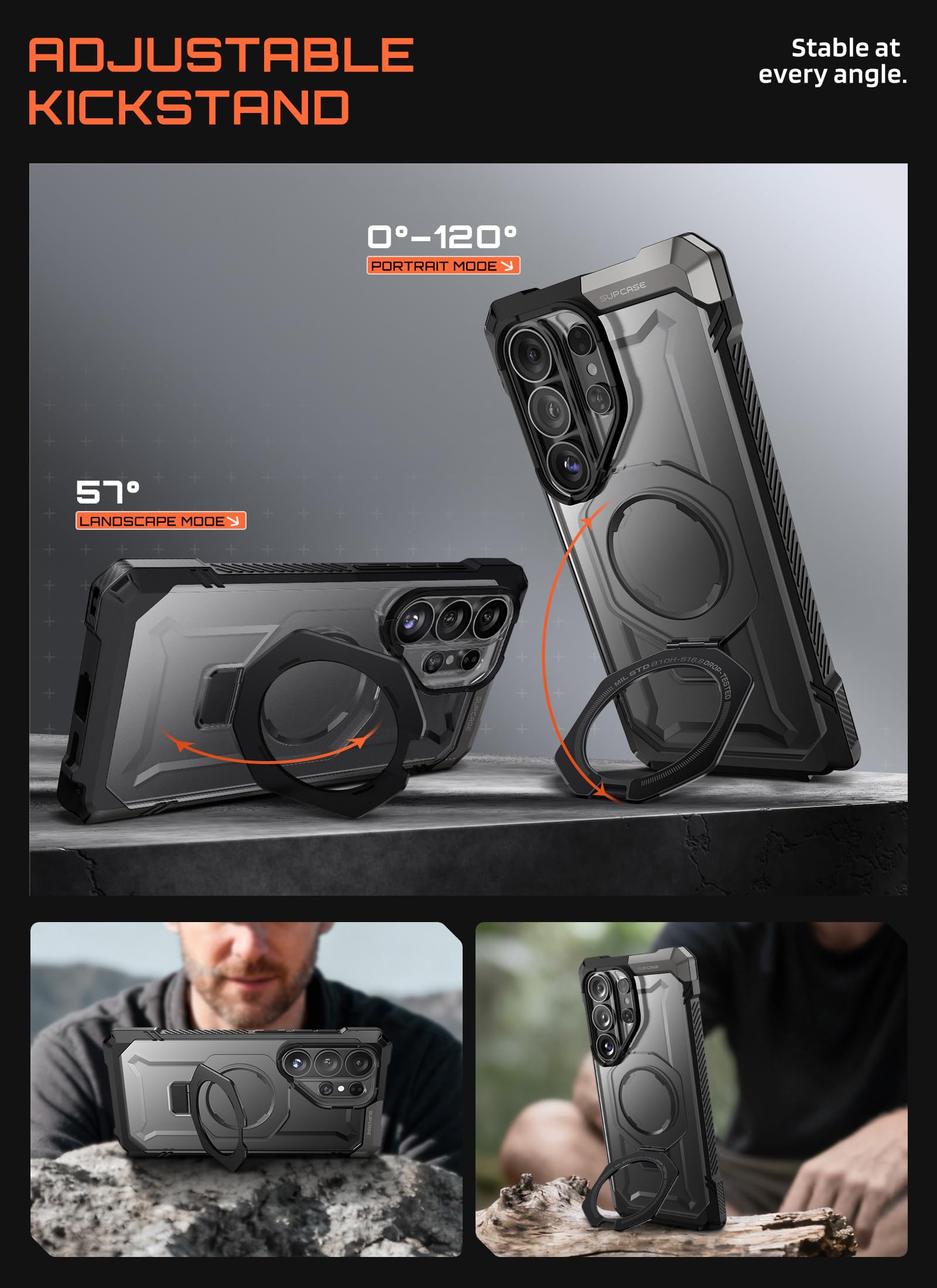 SUPCASE for Samsung Galaxy S26 Ultra Case with Kickstand (Unicorn Beetle Grip), [Wireless Charge Compatible] [Military-Grade Protection] Heavy-Duty Magnetic Phone Case for S26 Ultra 6.9 Inch, Dark