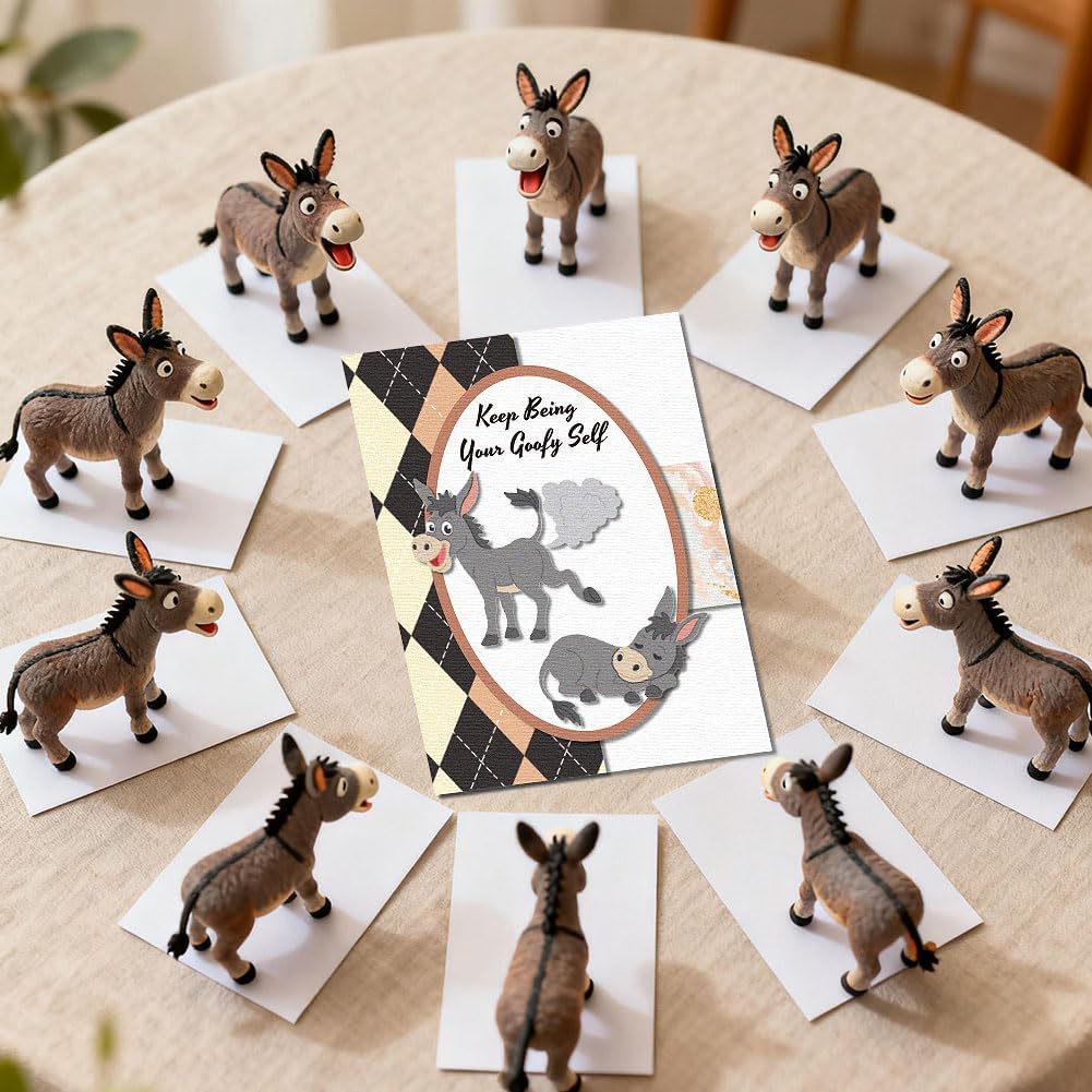 8 Style Funny Donkey Cutting Dies Animals Card Making Die Stencil Carbon Steel Die Cuts Card Scrapbooking Embossing Template Dies for Birthday Greeting Cards Craft Album Invitation Decor image 3