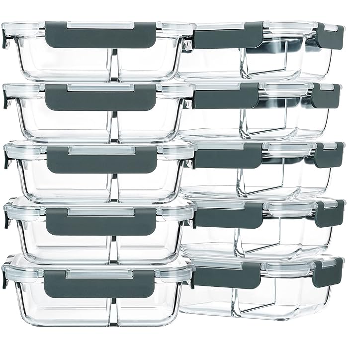 Buy [10Pack,22 Oz]Glass Meal Prep Containers 2 Compartments, Airtight