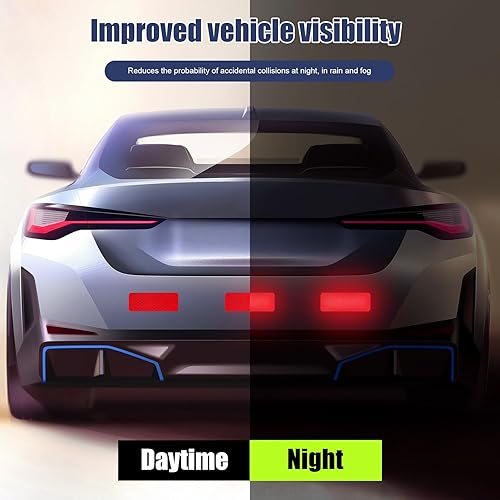 Miniatura 9 de Suvnie 20 calcomanías reflectantes de advertencia, visibilidad nocturna, cinta reflectante impermeable para parachoques, ropa, remolques, casco de