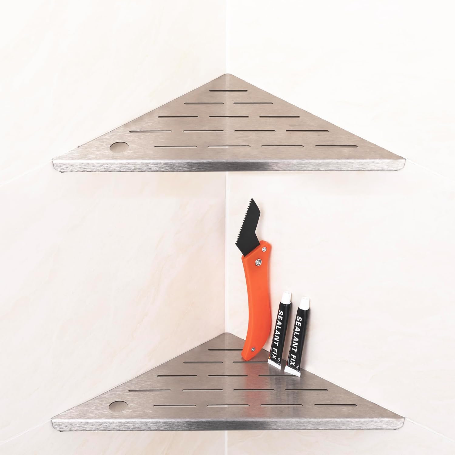 2p 304 SS corner shelf shower shelves kitchen corner shelf (Matte Black)