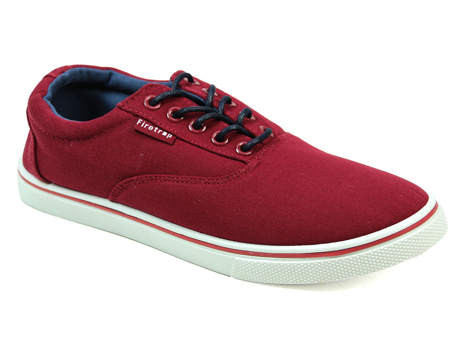 Mens Firetrap Murphy Canvas Shoes Burgundy Guys Gents