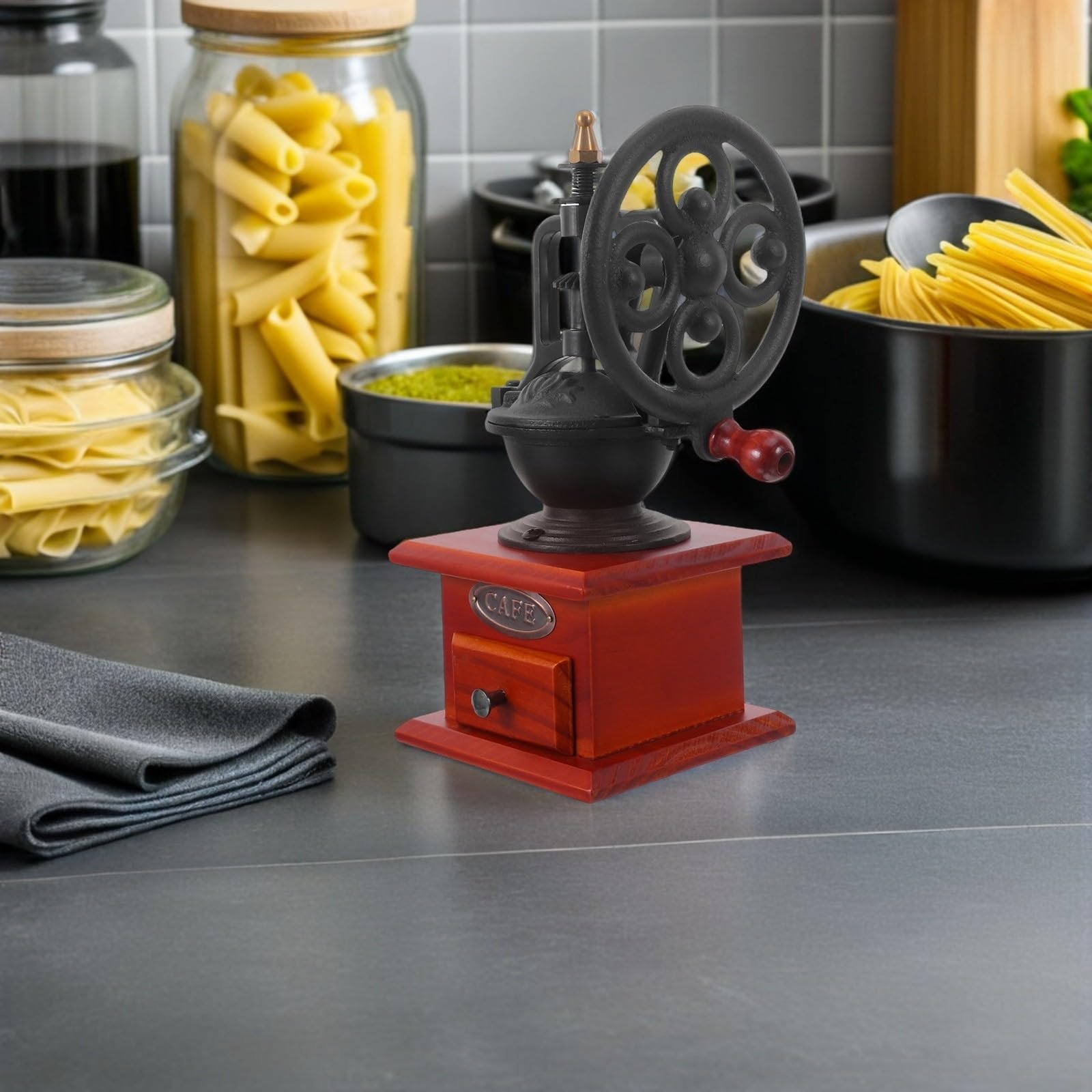 Macina Caffè Manuale Vintage in Legno Ferro Ceramica per Casa Ufficio