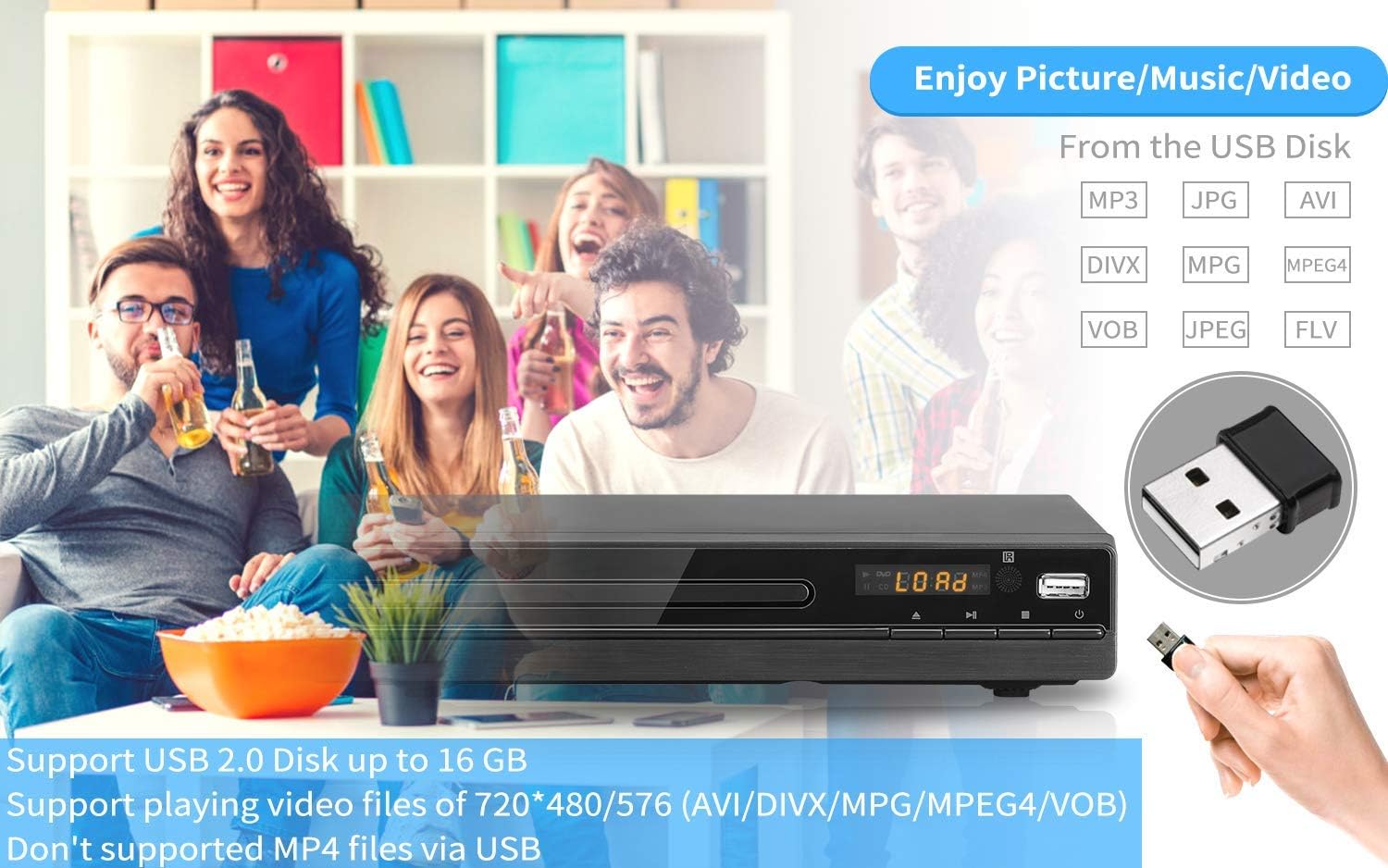 Reproductor de DVD ZUMKUNM HD, modelo 2026 para TV | 1080P libre de región para Smart TV | Mini reproductor compacto con USB, CD y MP3 | Cable HD, cable RCA y control remoto incluidos