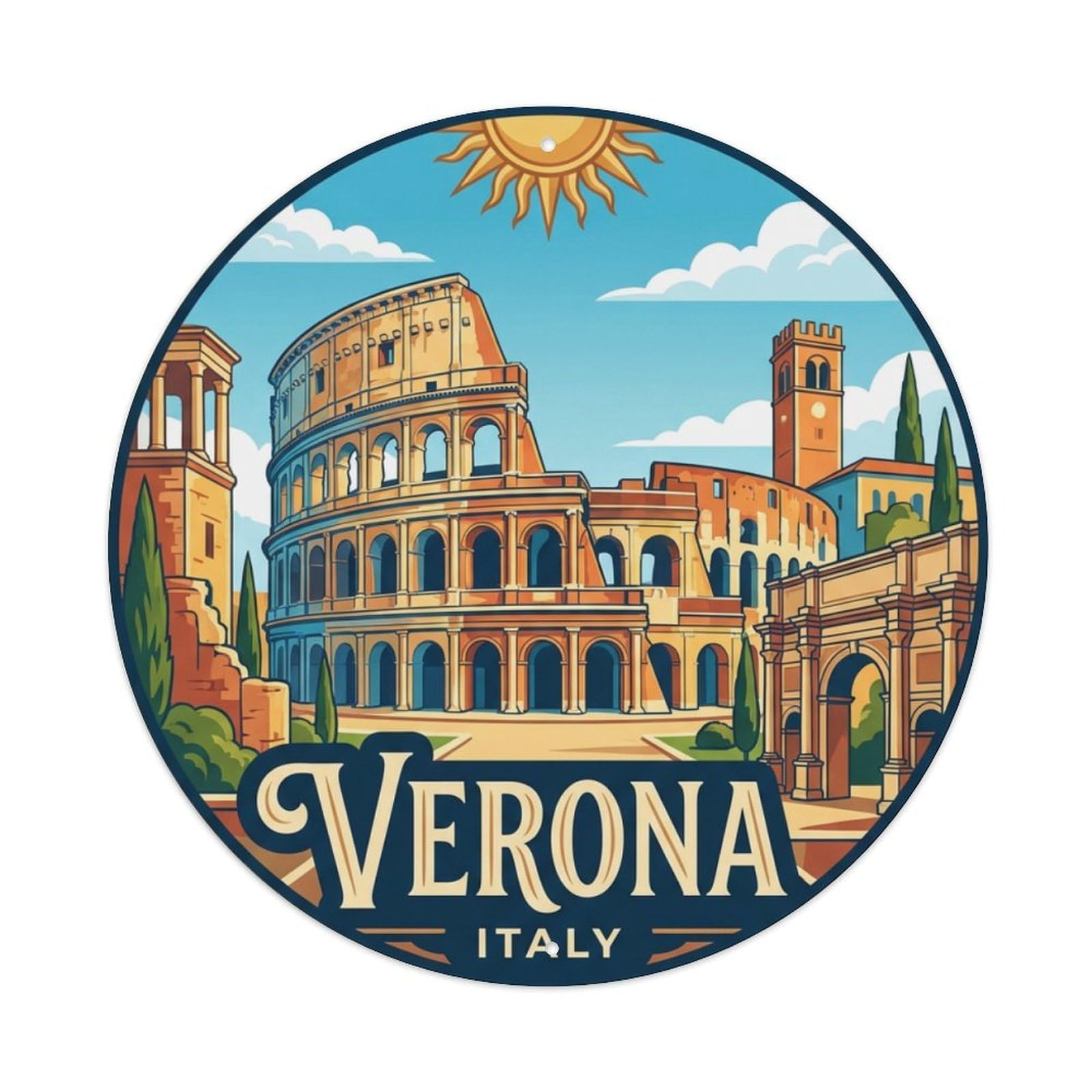 Galvaxio Style Italy Vintage Travel Verona Metal Tin Sign