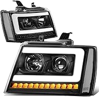 Vista 9 de DNA MOTORING HL-HPL-CSA07-BK-AM Faros delanteros con proyector LED DRL, señal de giro secuencial, compatible con 07-13 Avalanche, Negro/Ámbar
