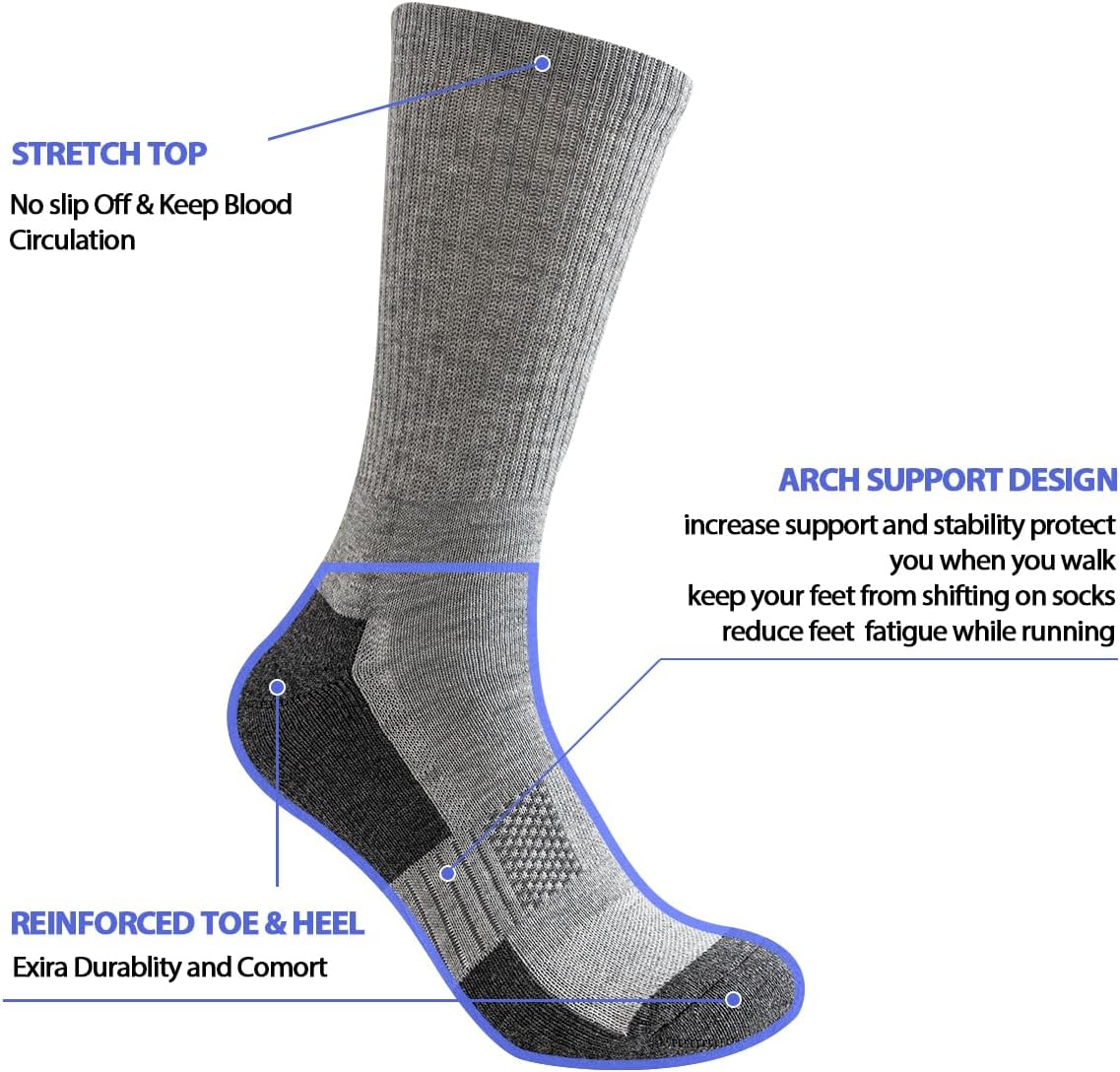 JOYNÉE 8 Pairs Mens Cushioned Crew Athletic Socks, Moisture Wicking Breathable Socks for Sport Running,Black,Sock Size:13-15 - Image 2