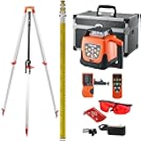 Red Rotary Laser Level 1650ft,360 Degree Self Leveling Laser Level Kit,with Surveying Tripod&5m Staff,IP66 Waterproof Remote Control,5 Rotation Speeds&4 Angles Adjustment(Ship in Three Packages)