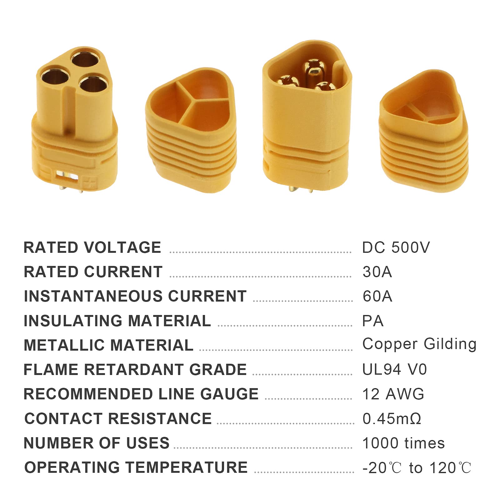 10 Pares De Conectores MT60 Hembra De 3.5mm Para Alto Amperaje - ESC Y Motores Brushless