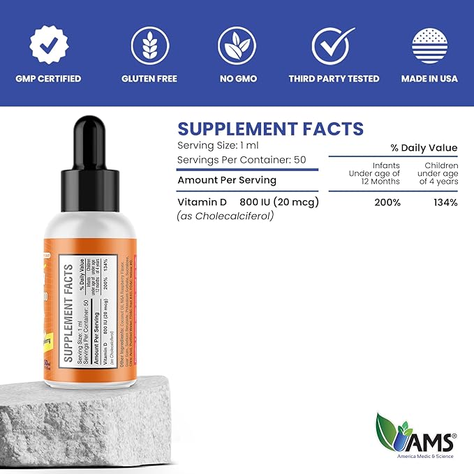 America Medic & Science PediaWell D-800 (50 mL) Vitamina D Natural Gotas miniatura 6
