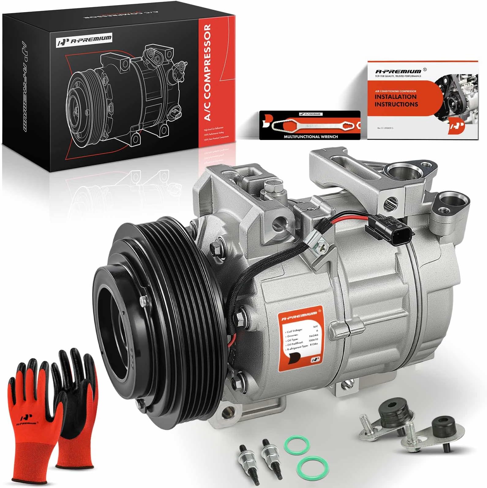 A-Premium Air Conditioner A/C AC Compressor with Clutch Compatible with Nissan Altima 2007-2012, Sentra 2007-2012, L4 2.5L