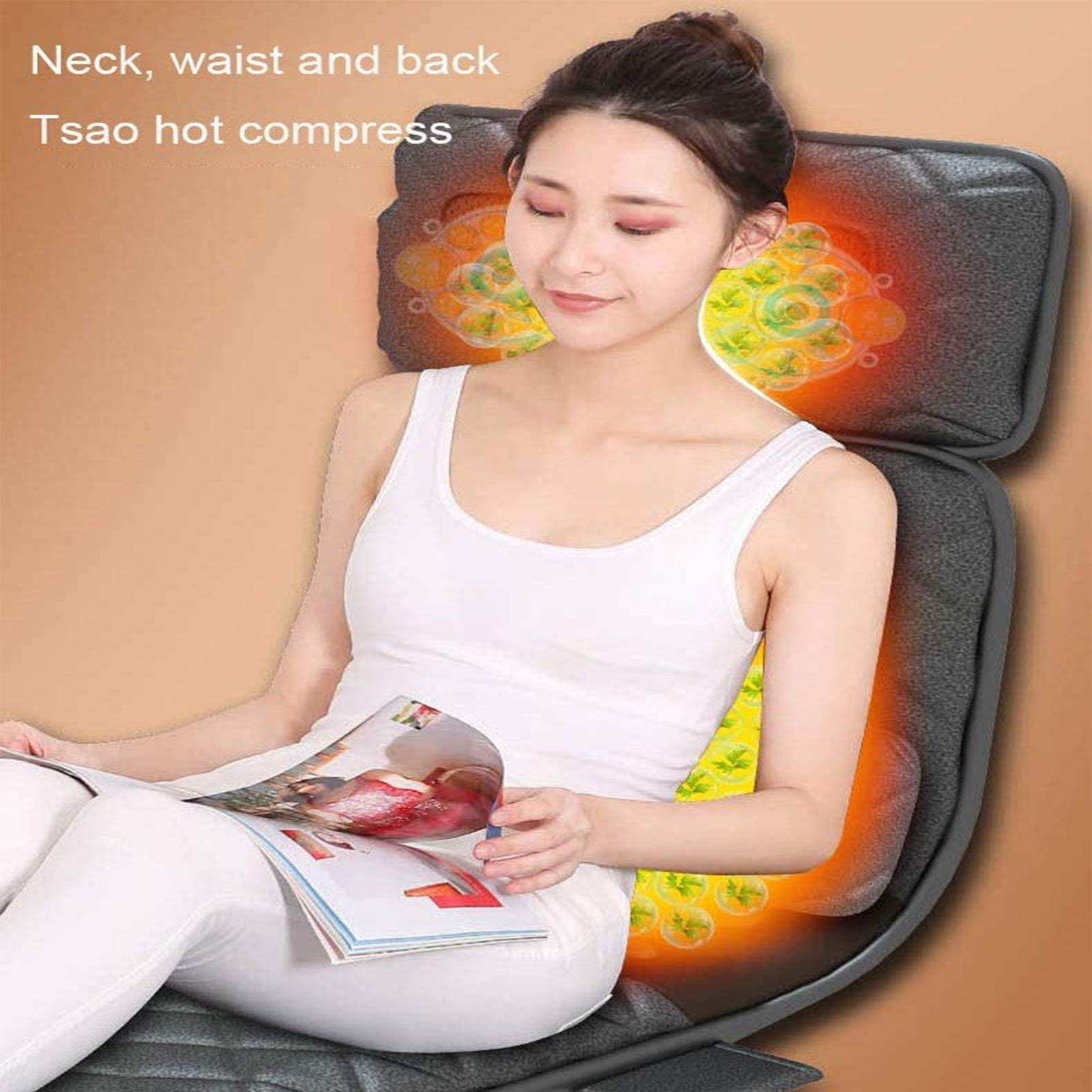 DEUYO Tappetino massaggiatore termico multifunzione per tutto il corpo, 10 punti di massaggio a vibrazione, con spegnimento automatico, cuscino per sedia da massaggio riscaldato per alleviare il