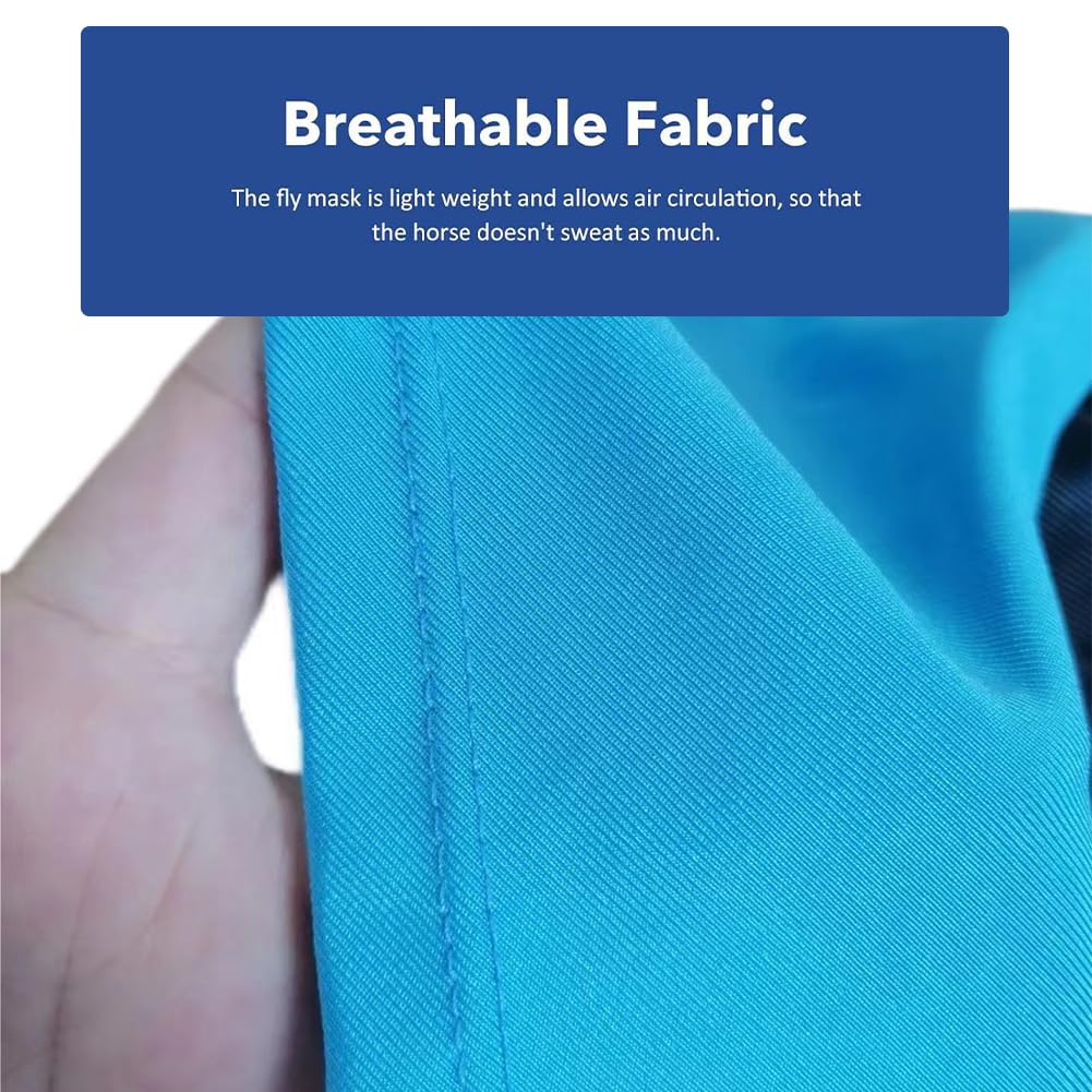 Maschera Anti-Mosche per Cavallo UV Protezione, Maschera Cavallo Antimosche,Maschera per mosche a cavallo,Leggera e Traspirante,con para Orecchie,per la Protezione del Cavallo,Blu
