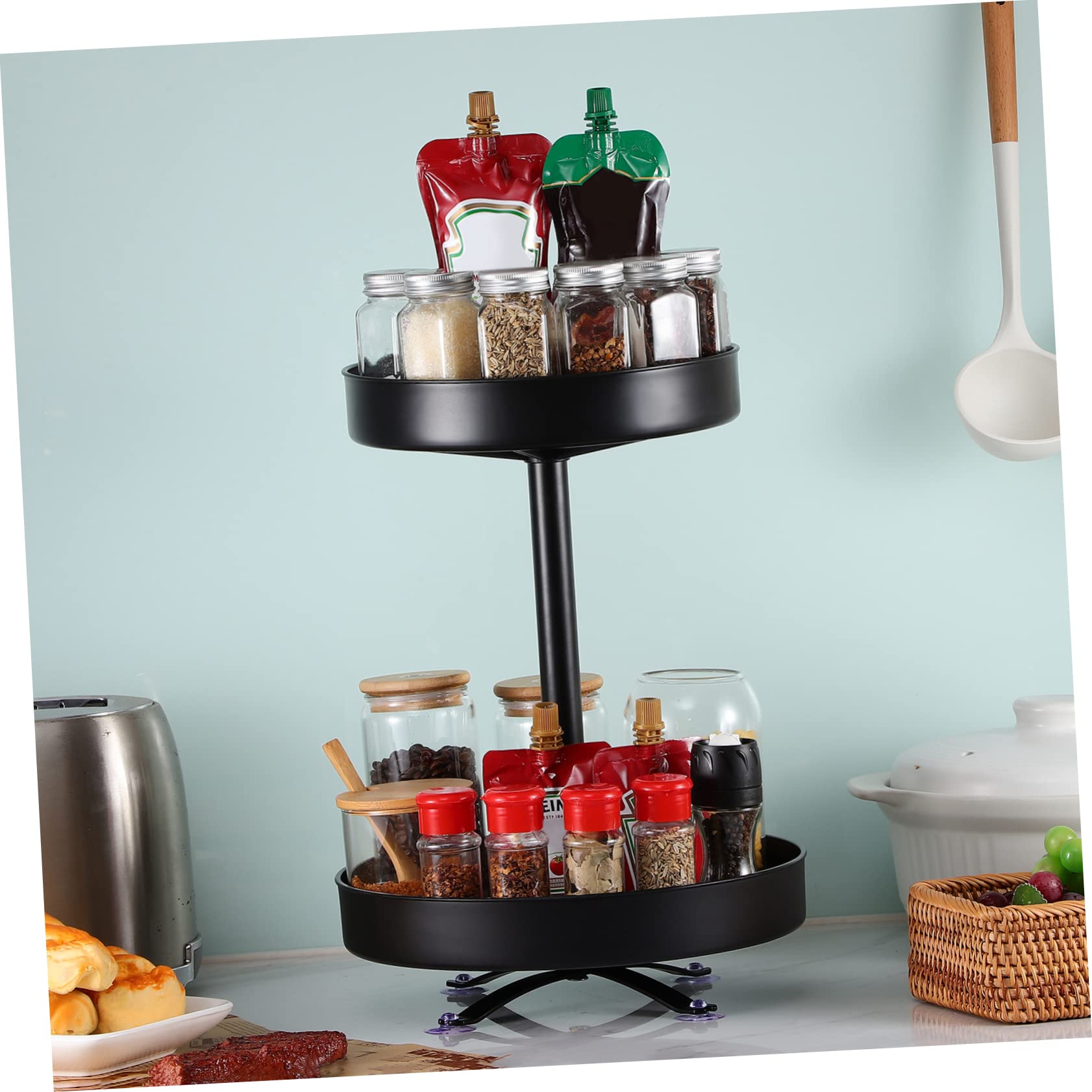 Alipis Estante Giratorio para Condimentos 12 de Dos Capas, Estructura Resistente de Cocina, Porta Condimentos Rotación 360 Grados, Organizador para Cocina y Almacenamiento Compacto