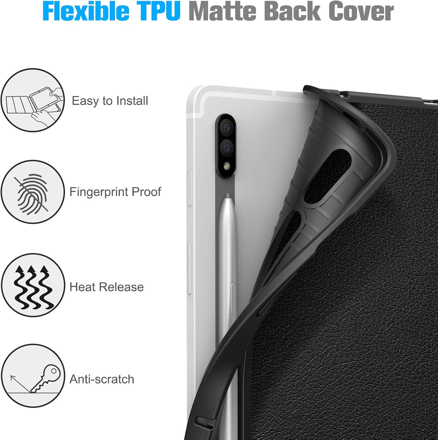 Fintie Slim Case for Samsung Galaxy Tab S8 2022/Tab S7 2020 11 Inch (Model SM-X700/X706/T870/T875/T878) with Built-in S Pen Holder, Soft TPU Smart Stand Back Cover Auto Wake/Sleep Feature, Black