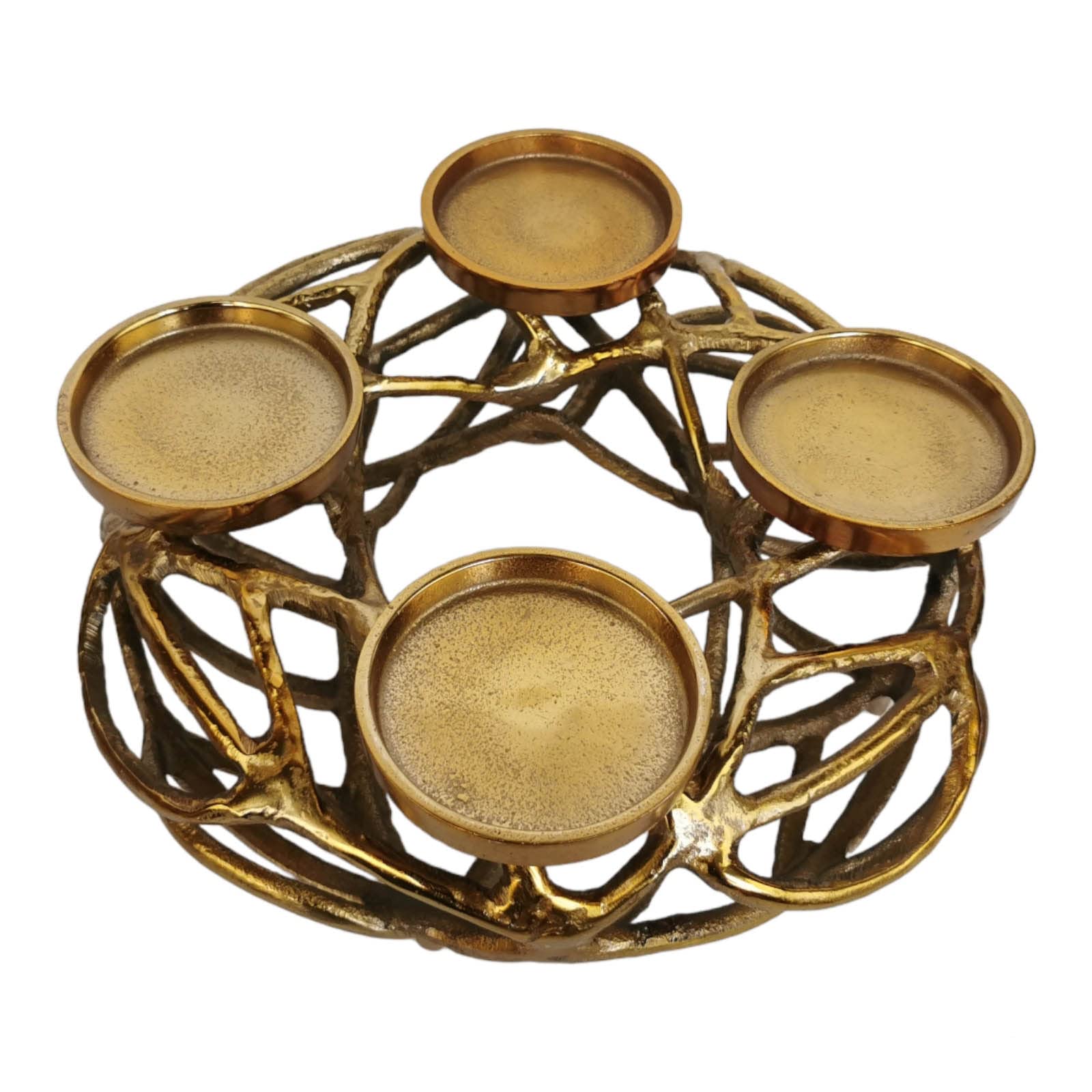 Goldbach Adventskranz 30cm aus Aluminium Gold Deko Windlicht Advent Weihnachten Alu