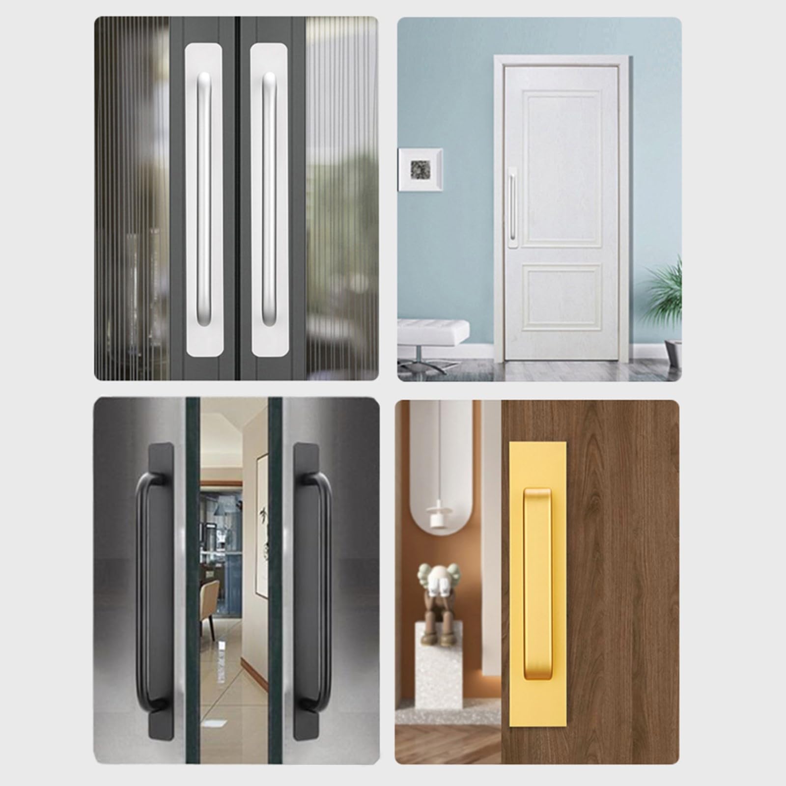 2 maniglie autoadesive per mobili, in alluminio, senza foratura, per armadio, cucina, porta scorrevole, porta del balcone, 148 mm, argento