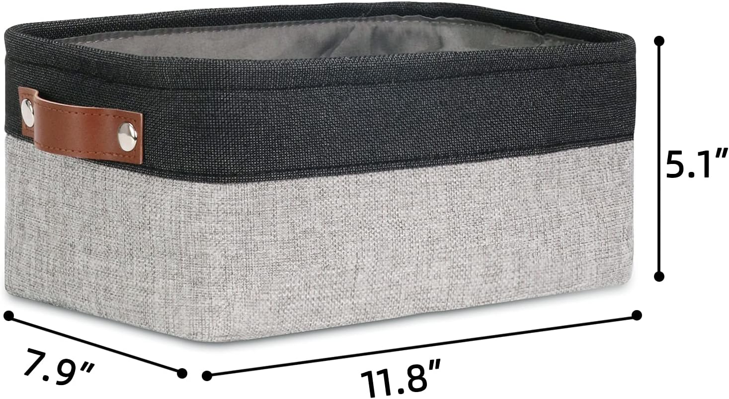 DULLEMELO Small Collapsible Fabric Basket for Organizing, Shelves, Closets, Laundry, Nursery, Decorative Gift Basket (Black&Gray) image 4