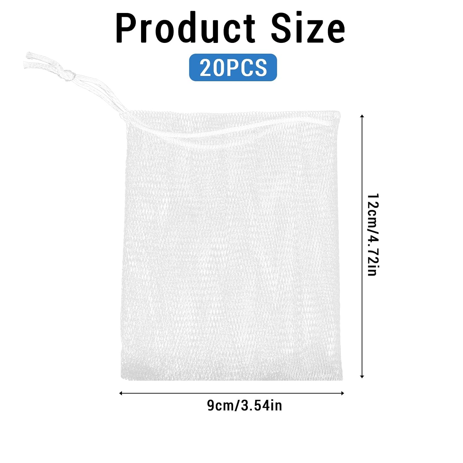Mozeat Lens 20 PCS Exfoliating Mesh Soap Saver Pouch Bag Mesh Soap Bag Handmade Soaps Bubble Meshs Net Bags with Drawstring Meshs Foaming Net Soaps Sack Bags for Bath & Shower image 2