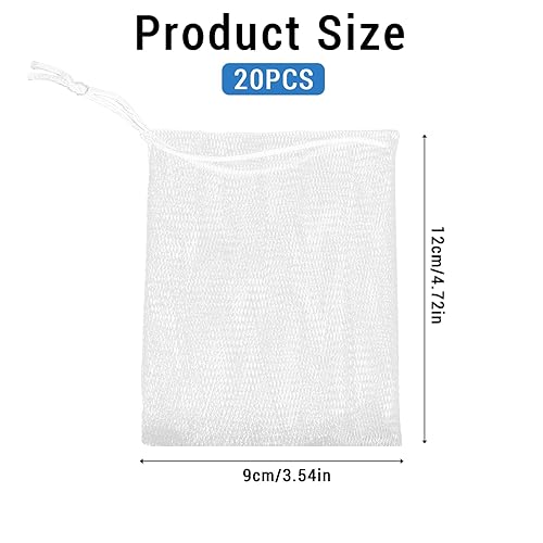 Miniatura 2 de Mozeat Lens 20 bolsas de malla exfoliante para guardar jabón, bolsa de jabón de malla, bolsa de jabón hecha a mano, bolsas de red de malla de