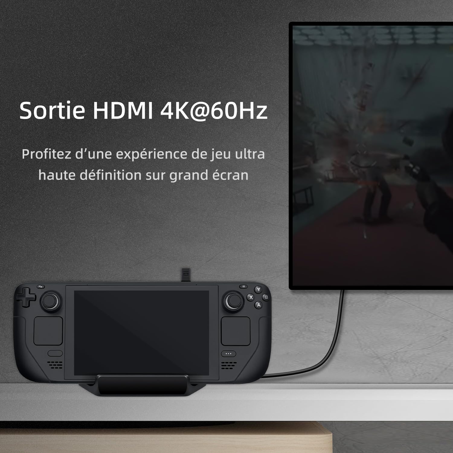 Mcbazel 6 en 1 Docking Station Accueil Compatible avec Steam Deck/ROG Ally/Legion Go/MSI Claw/Switch OLED, avec HDMI2.0 4K@60Hz, USB 3.0 Port, 100W Charge Rapide-Noir