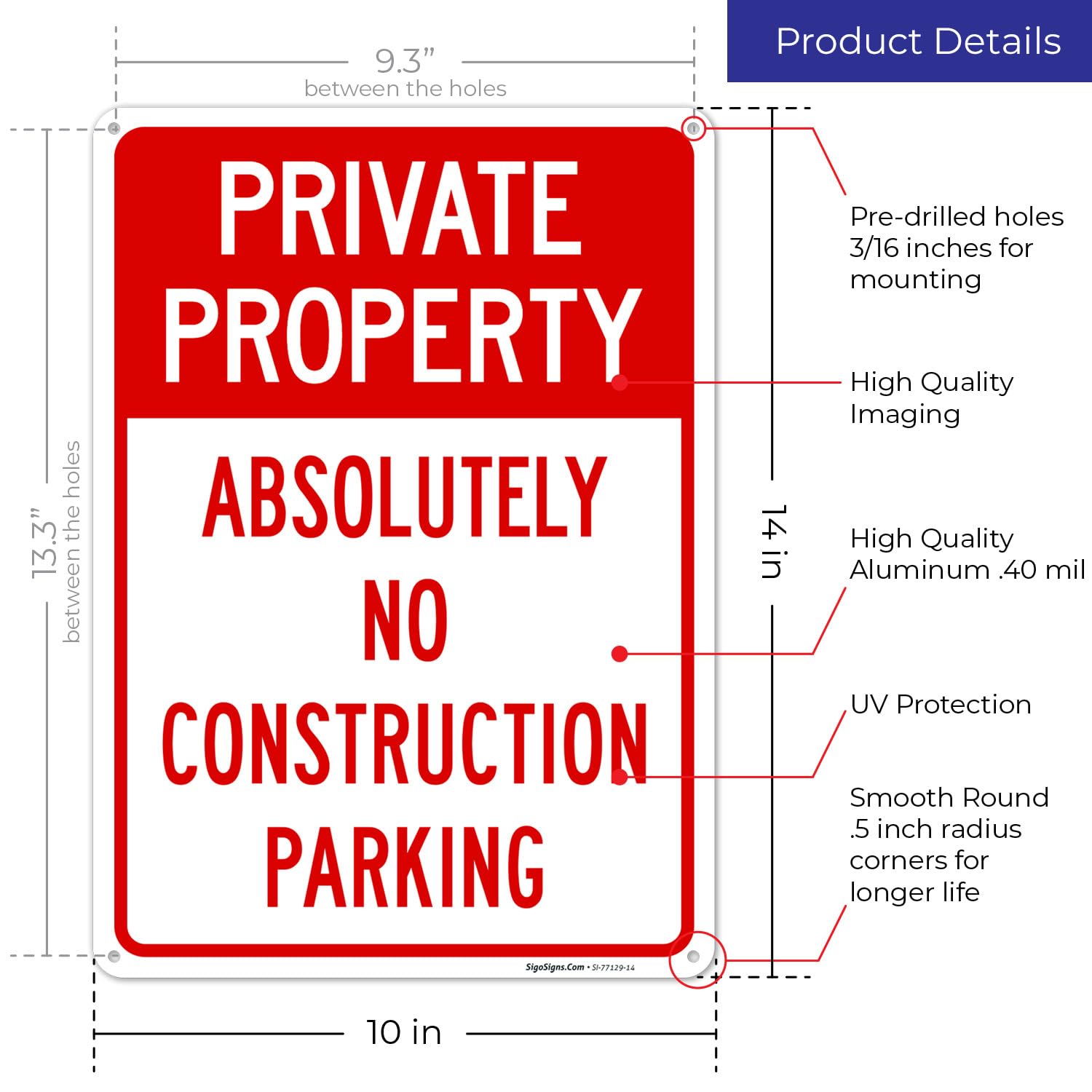 No Parking Beyond This Point Sign - 24x30 Inches, Aluminum, Weatherproof, Made In USA